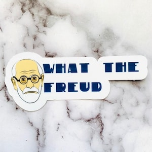 What The Freud Sticker, Psychoanalysis Pink or Blue Waterproof Vinyl Sticker, Psychology Laptop and Water Bottle, Psychologist Sticker
