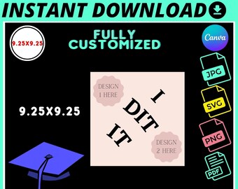 Custom Graduation Cap Template: Editable Design SVG, PNG, PDF