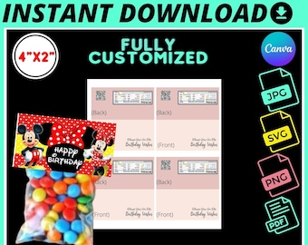 4-inch Treat Bag Topper Template Editable Birthday, Shower Favors SVG, PNG, PDF