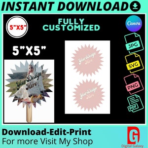 Paddle fan template, graduation fan template, paddle fan printable, paddle fan editable