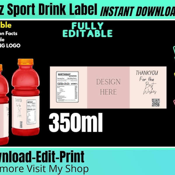 12oZ Sport Drink Wrapper Label Template SVG | sport bottle Template | 350ml sport drink SVG