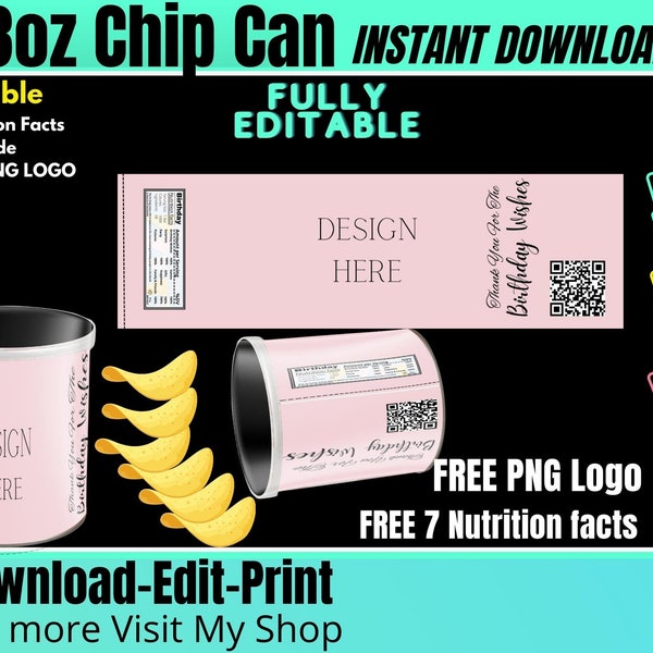 Chip can label template, 1.3 oz Labels Template | Canva Editable Template | Digital Item