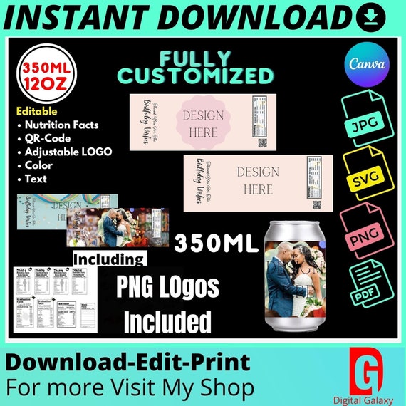 Soda Can Label Template 12oz Pop Drink Wrapper Template 12oz - Etsy