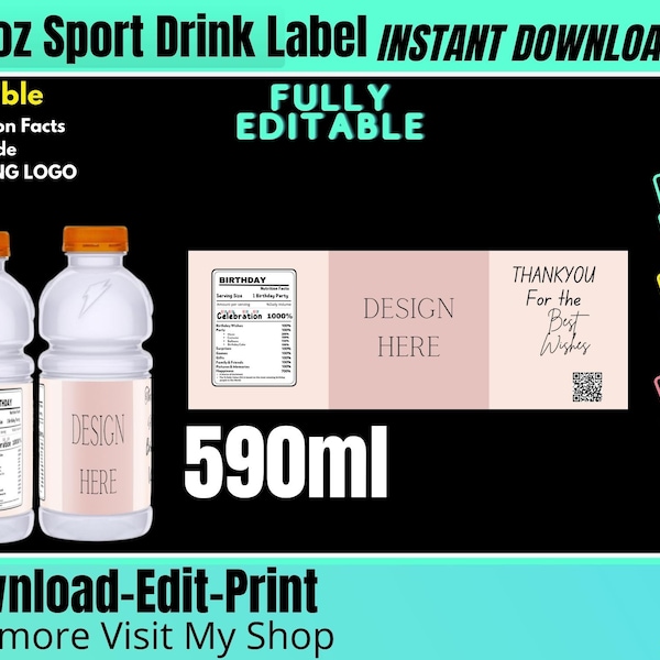 Sport Drink Label Template SVG 20oZ , sport bottle Template, 591ml sport drink SVG