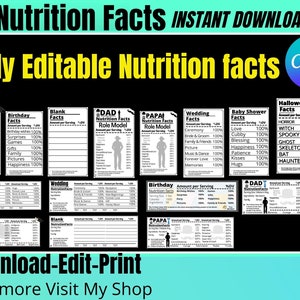 Paquete de datos nutricionales SVG, datos nutricionales familiares, SVG de cumpleaños, datos nutricionales de papá, SVG de posgrado, SVG de clase 2022