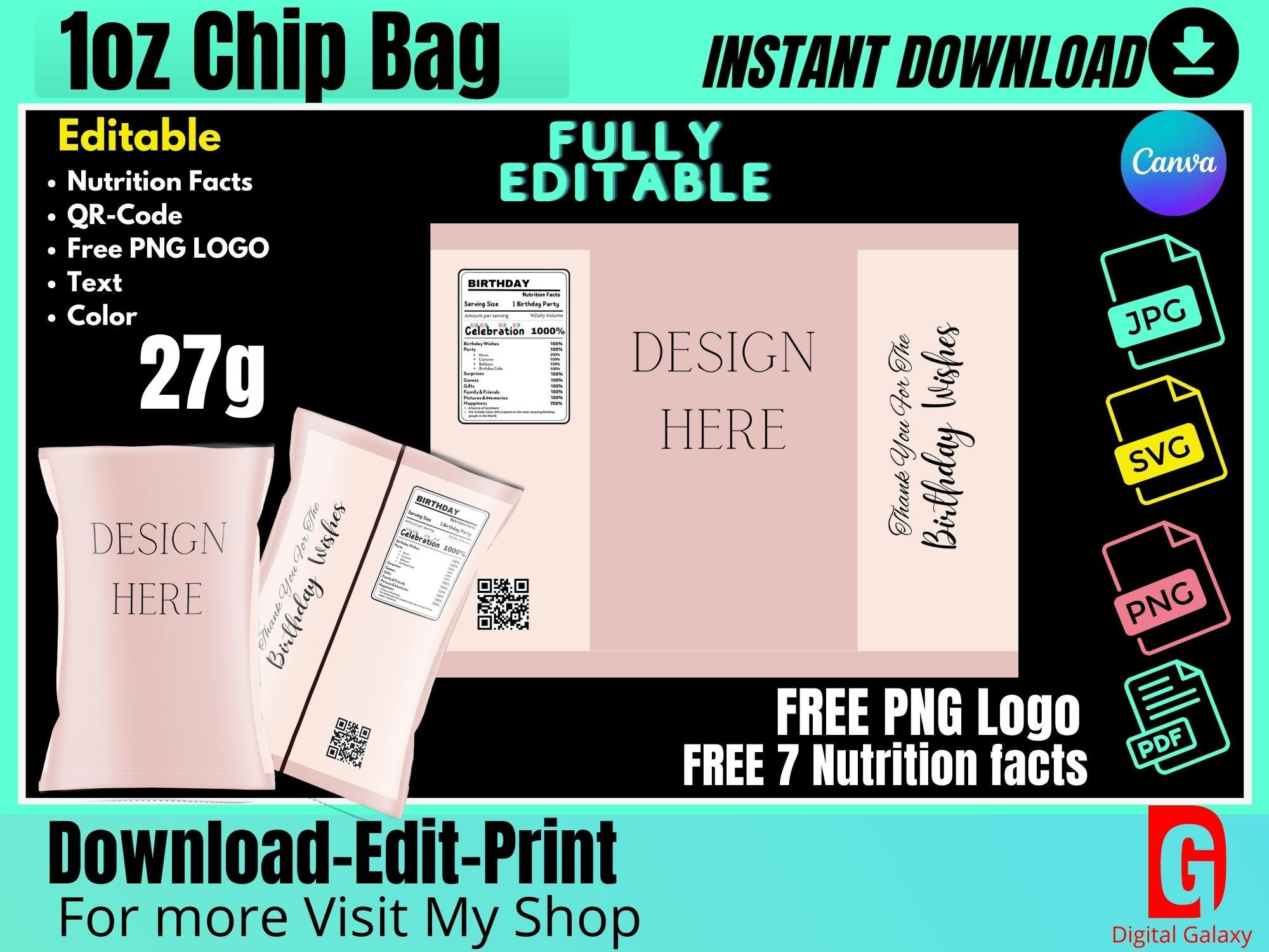 Chip Bag Template Chip Bags Svg Chip Bag Template for Etsy UK