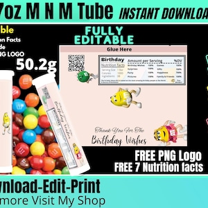Blank m and m Mini Tube 1.77 Oz. Label Template, m and label template, m&m&#39;s mini chocolate tube wrapper, Chip bag template, MandM wrapper