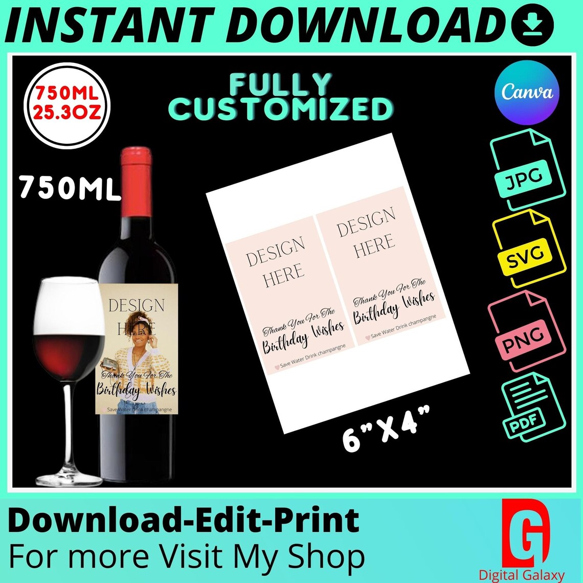 Wine Label Template Wine Bottle Labels 750ml Wine Template Etsy