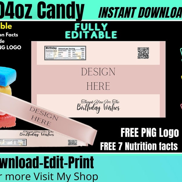 Star candy wrapper template, Star candy 2.07oz blank wrapper template, Chip bag template, FREE Nutrition facts and PNG logo