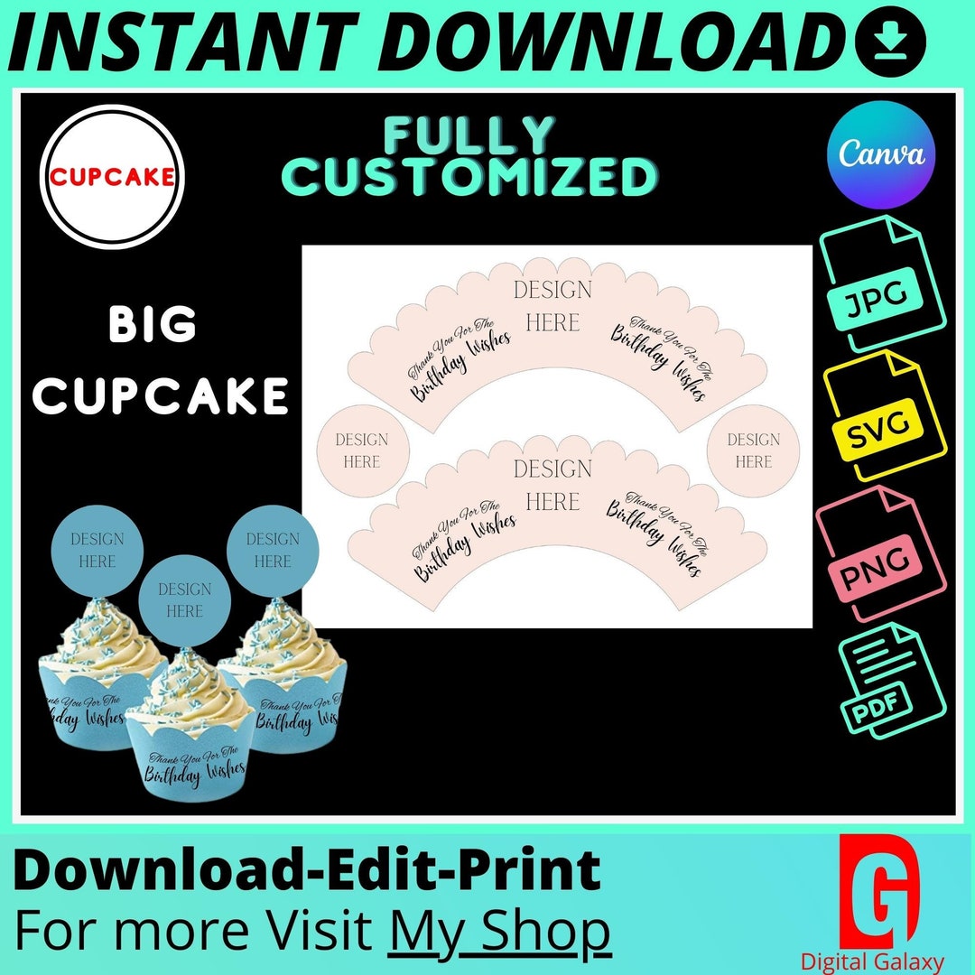Cupcake Topper Template, Cupcakes, Cupcake Topper SVG, Cupcake Topper
