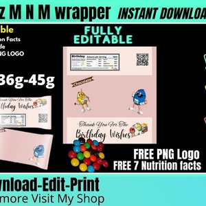 MandM Wrapper Template, M and M wrapper, 36g and 45g Free Nutrition Facts and Logo and Clip arts