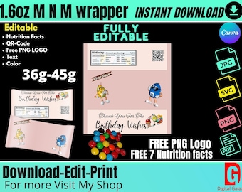 MandM Wrapper Template, M and M wrapper, 36g and 45g Free Nutrition Facts and Logo and Clip arts