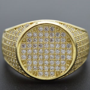 Echter 10k Gelbgold Massivgold Herren Hip Hop Runder Ring Alle Größen 6 Gramm 15,2 mm | Herren Schmuck Einzigartige Gold Ring | Massiver 10k Gold Ring für Männer