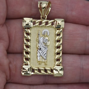 Real 10K Solid Yellow White Gold Shiny Diamond Cut Saint Jude Pendant 6.5gr | Men-Women Jewelry Pendant | Solid 10k Gold Pendant
