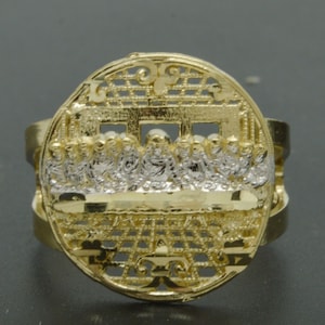 Real Solid 10K Yellow Gold Men&#39;s Last Supper Head Nugget Ring 20.5mm ALL Sizes | Men&#39;s Jewelry Unique Ring | Solid 10k Gold Ring for Men