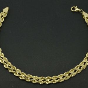 Real 10K Yellow Gold Twist Rope Chain 4mm Bracelet 2.3gr 7 1/4- 8'' | Women-Ladies Jewelry Bracelet | Solid 10k Gold Bracelet