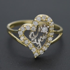 Real 10k Solid Yellow Gold Heart Design Love Women Ring 12.7mm All Size | Women Jewelry Unique Gold Ring | Solid 10k Gold Ring for Ladies