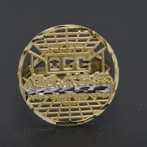 Real Solid 10K Yellow Gold Two-Tone Curb Bordered Last Supper Ring ALL SIZES | Men&#39;s Jewelry Unique Gold Ring | Solid 10k Gold Ring for Men