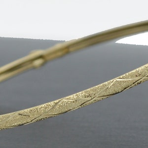 Real Solid 10K Yellow Gold 3mm Shiny X Diamond Cut Bangle Bracelet 7"- 8" | Women-Ladies Jewelry Bracelet | Solid 10k Gold Bracelet