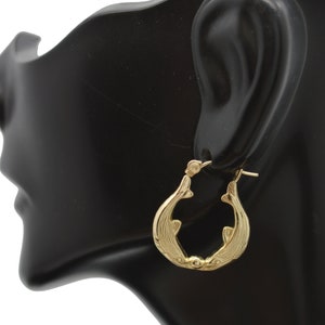 Real 10k Solid Yellow Gold Dolphin Kiss Hoop Earrings 18.3mm 1.2gr Women ladies Jewelry 10k Gold Earrings Solid 10k Gold Hoop Earrings Etsy
