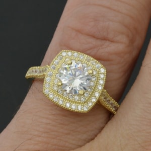 10k Solid Yellow Gold 2.00ct CZ Engagement Ring ALL Sizes | Women Jewelry Unique Solid Ring | Solid 10k Gold cz Engagement Ring for Ladies