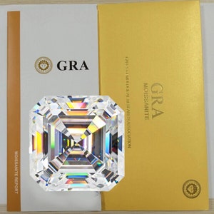 Real Loose Moissanite Asscher Cut Gem Stone W. GRA Certificate VVS1 D All Sizes | Loose Moissanite Jewelry | W. GRA Certified Gem Stone