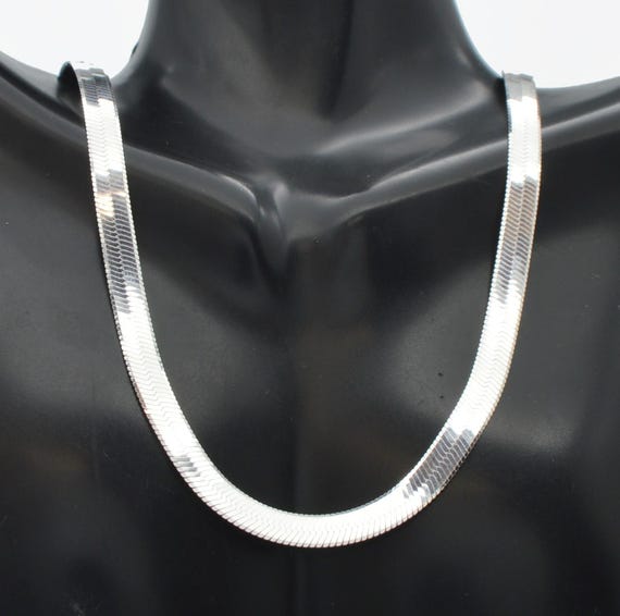 925 solid Sterling Silver Herringbone Chain Necklace 5.5mm 14.2g 16" - 24"