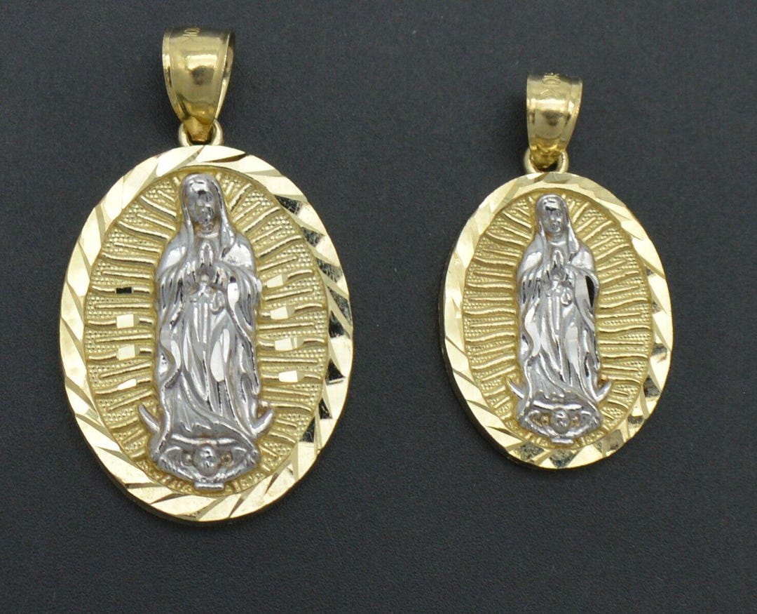 Real 10k Two-tone Solid Gold Our Lady of Guadalupe Pendant Small & Big ...