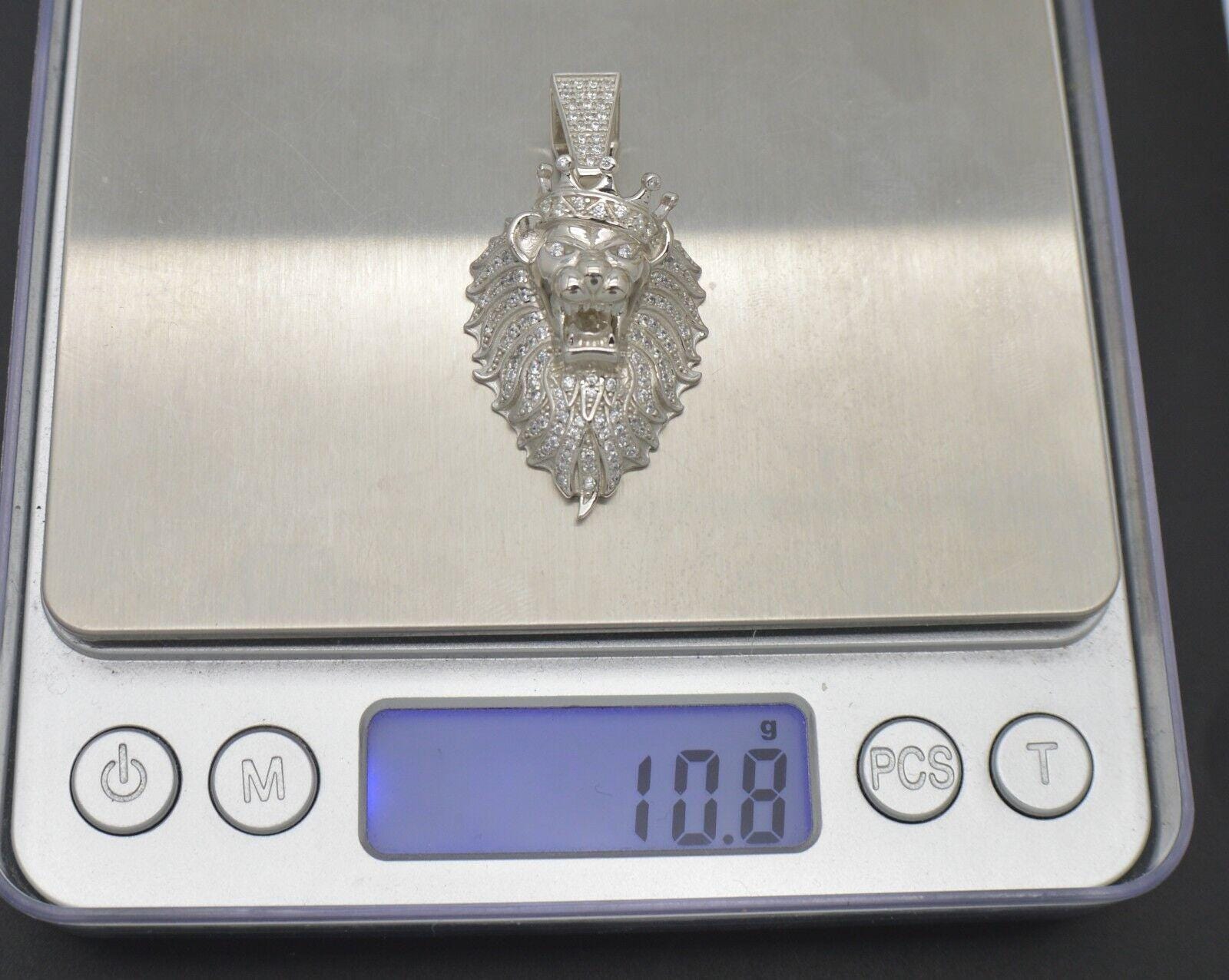 Premium Bling - 925 Argent Sterling KING LION Pendentif gold