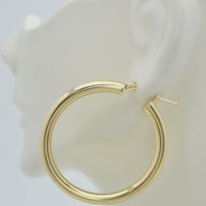 Real 10K Yellow Gold Large Hoop Shiny Earrings | 40mm x4mm 4.1gr | Women-Ladies Jewelry Earrings | Solid Gold Hoop Earrings