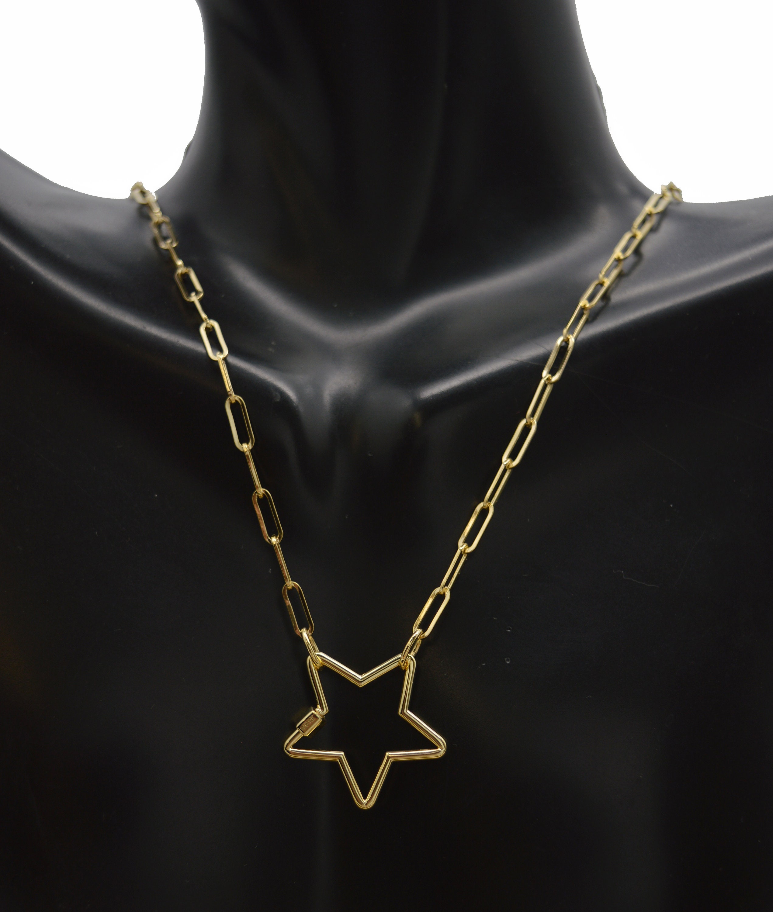 14Kイエローゴールド 18インチ スター カラビナ留め ペーパークリップ
