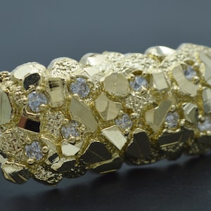 Real 10k Yellow Solid Gold Men&#39;s Square Nugget Ring All Sizes 11.7 grams | Men&#39;s Jewelry Unique Gold Ring | Solid 10k Gold Ring for Men