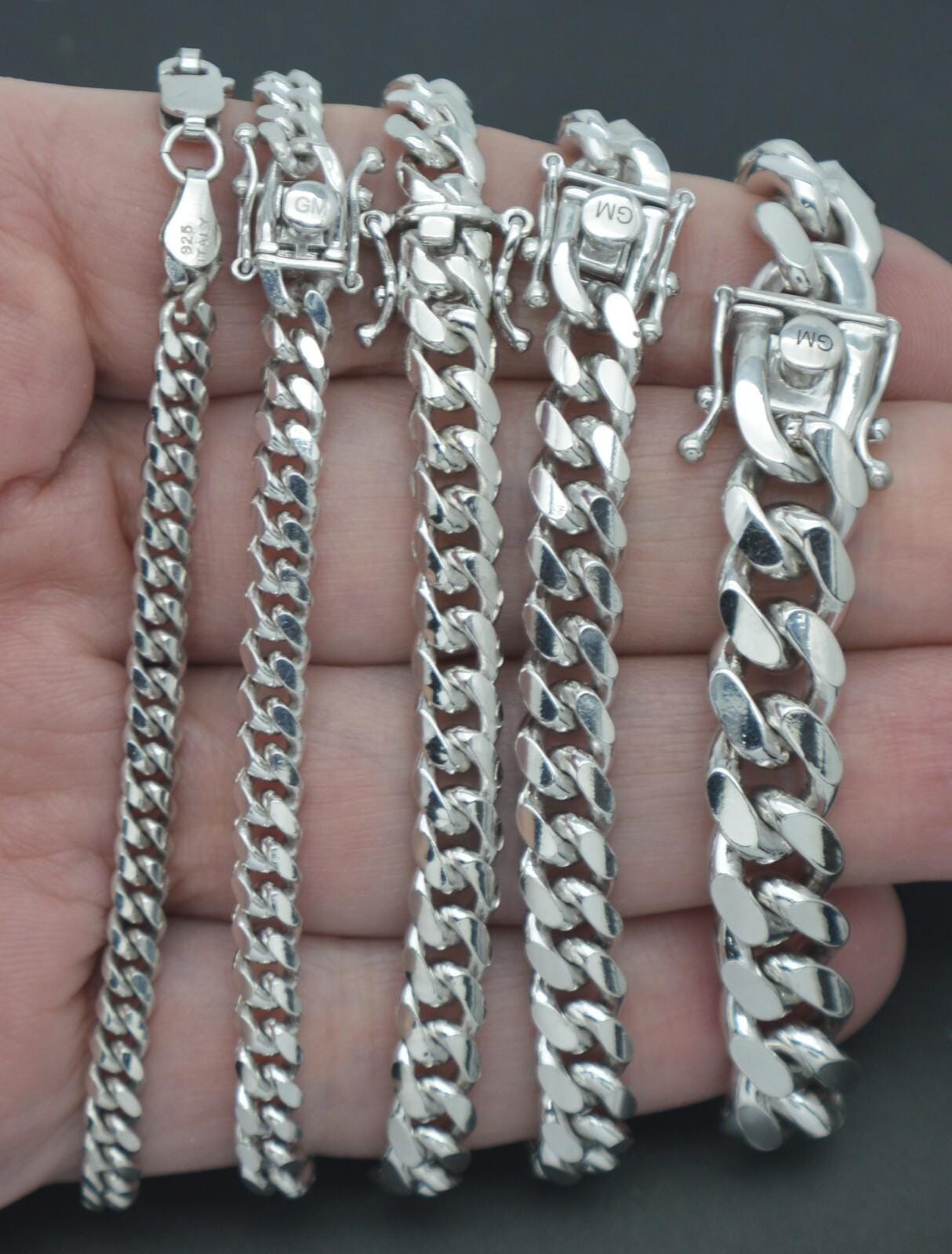 Cuban link 999 silver bracelet - Etsy 日本