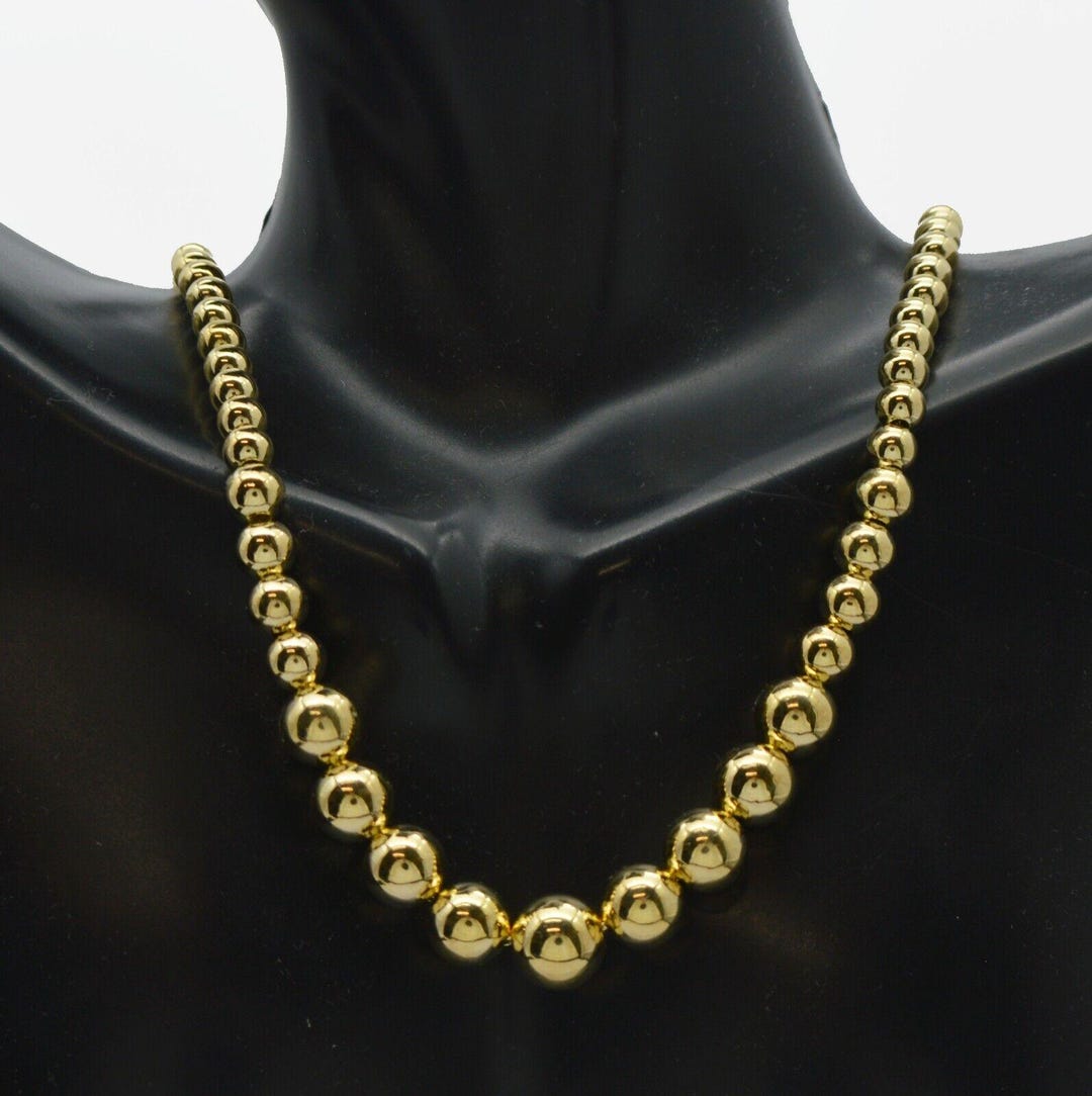 925 Sterling Silver 14k Yellow Gold Pleated Graduated Beads