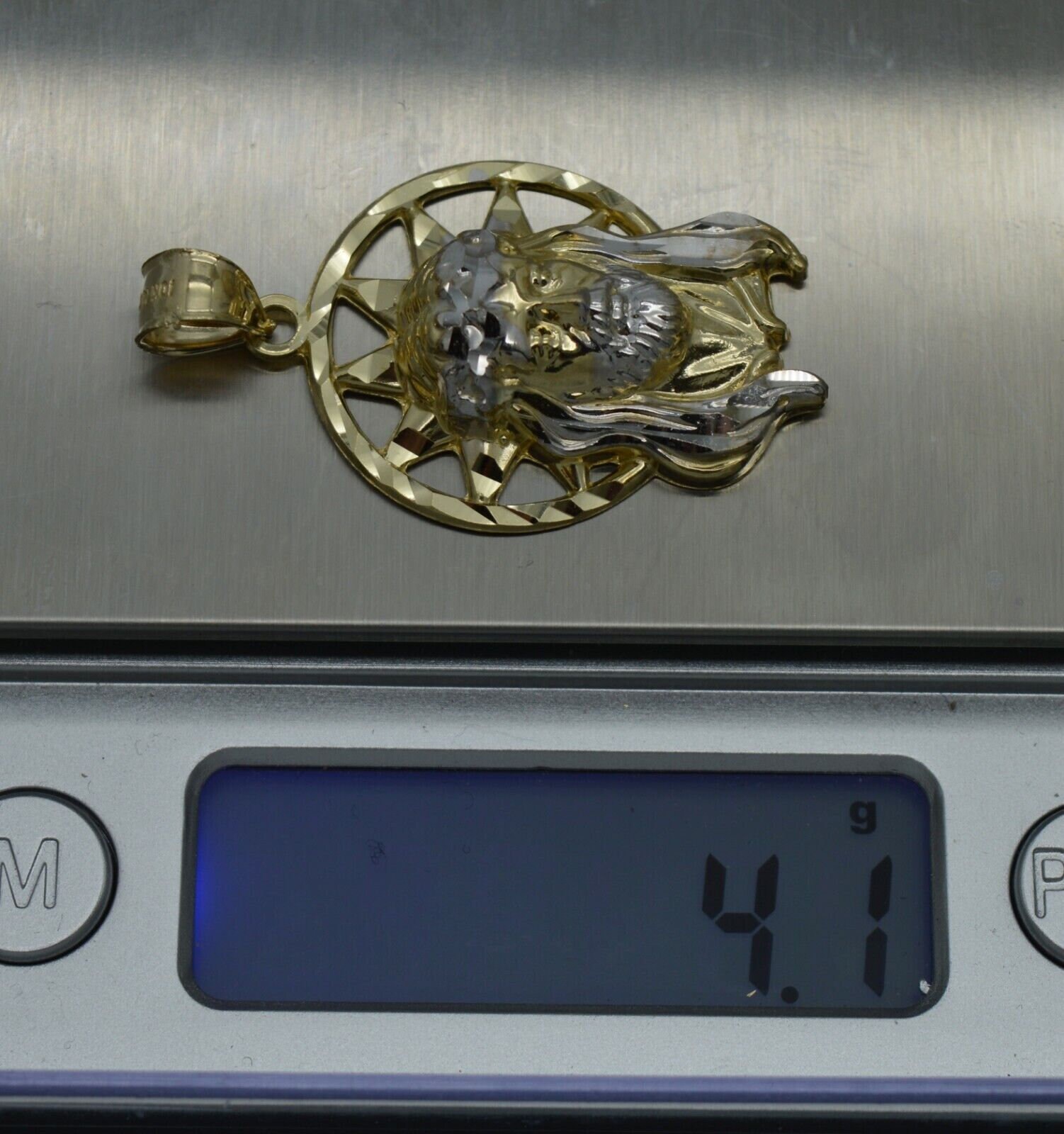 本物の 10K イエロー ゴールド イエスの頭 ダイヤモンド カット