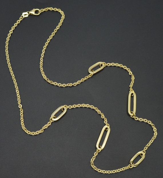 10K イエロー ゴールド ペーパークリップ ケーブル ロロ 約4mm 約51cm ネックレス ブレスレット