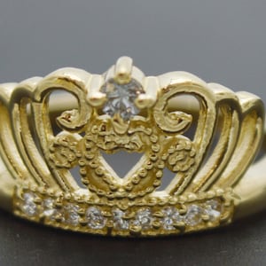 Real Solid 10K Yellow Gold 10.6mm CZ Crown Women's Ring 2.5 gram ALL Sizes | Women Jewelry Unique Gold Ring | Solid 10k Gold Ring for Ladies