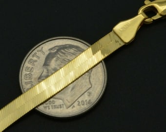 Bracciale a spina di pesce in vero oro giallo 10K lucido da 4 mm, aragosta 7''- 8'' / Bracciale gioielli da uomo / Bracciale a spina di pesce in oro massiccio 10K