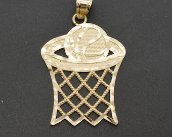 Real 10k Solid Yellow Gold Basket Ball Sports Charm Pendant 1.5 gr 31.1 mm | Fashion Men 10k Gold Jewelry Pendant | Solid 10k Gold Pendant