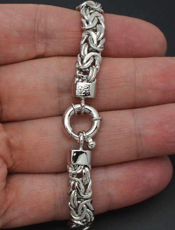 Bracciale A Catena Bizantina In Argento Sterling 925 – 3,5 Mm, Lunghezza 17,8 Cm, Unisex