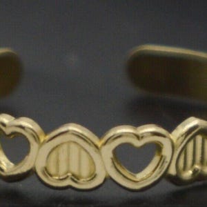 10k Yellow Solid Gold Shiny Love Heart Linked Adjustable Toe Ring 3.4mm 0.7gr