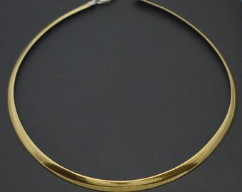 925 Sterling Silver 14k gold Plated Reversible Omega  Necklace 6mm 16" 18" 20"
