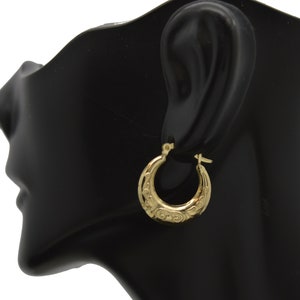 Real 10k Solid Yellow Gold Hoop vintage style Earrings 18.6mm | Women-Ladies Jewelry Hoop Earrings | Solid 10k Gold Hoop Earrings