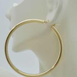 Real 10K Yellow Gold Large Hoop Shiny Earrings | 60mm x4mm 6.4gr | Women-Ladies Jewelry Earrings | Solid 10k Gold Hoop Earrings