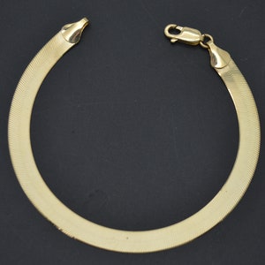 Real 10K Solid Yellow Gold 6mm High Polished Shiny Herringbone Bracelet 7"- 8" | Men Jewelry Bracelet | Solid 10K Gold Bracelet