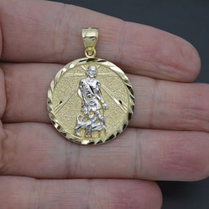 Real 10k Yellow Solid Gold Jesus Saint Lazar Medallion Pendant+Rope Chain 16-24" | Fashion 10k Jewelry Pendant | Solid Gold Pendant + Chain