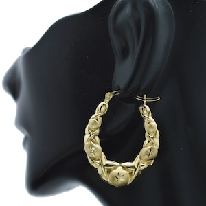 Real 10K Yellow Solid Gold Hug & Kisses XO Hoop Earrings 2.7 gr | Women-Ladies Jewelry 10k Gold Earrings | Solid 10k Gold Hoop Earrings