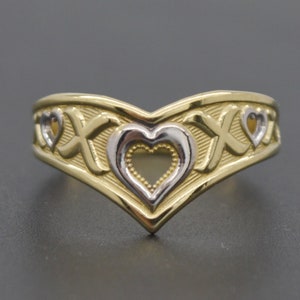 Real 10k Solid Yellow Gold X & Heart Sweetheart Women Ring 10.4mm All Size | Women Jewelry Unique Gold Ring | Solid 10k Gold Ring for Ladies