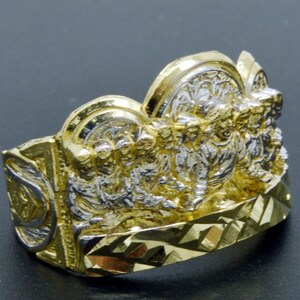 Real Solid 10K Yellow Gold Men&#39;s Last Supper Head Nugget Ring 16.7mm ALL Sizes | Mens Jewelry Unique Gold Ring | Solid 10k Gold Ring for Men