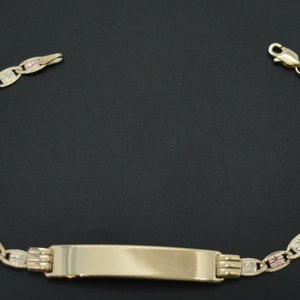 REAL 10K Yellow Gold 7" Engravable ID Valentino Link Bracelet 5gr + Engraving | Women-Ladies Jewelry Bracelet | Solid 10k Gold Bracelet